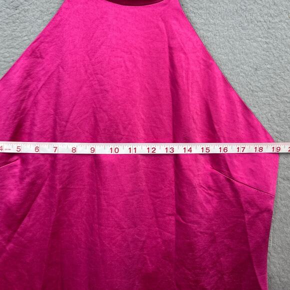 Elliatt Women's Golden Era Zinnia Dress XXL Satin Fuchsia Halter Mini Barbiecore - Picture 5 of 9